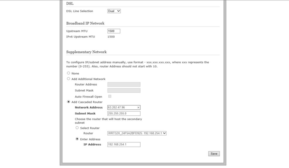 5268ac in Cascade Router Mode - Working Configuration